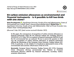 EU carbon emission allowances as environmental and financial instruments – is it possible to kill two birds with one stone?